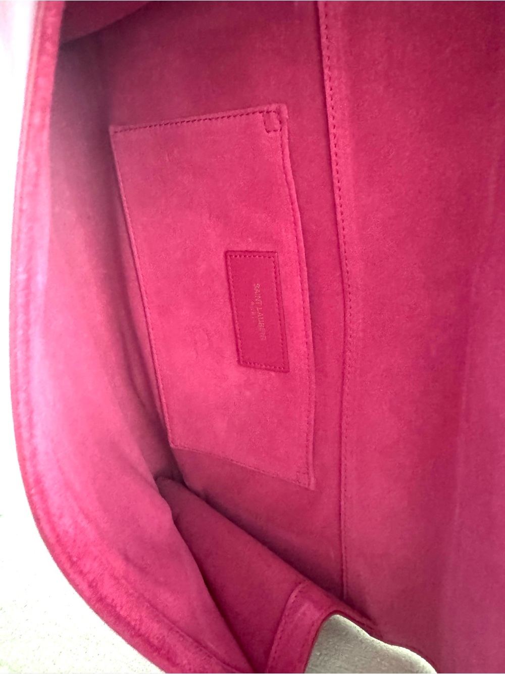 SAINT LAURENT Paris ChYc Y Ligne Fuchsia Pink Leather Clutch Authenticated COA - Picture 9 of 10